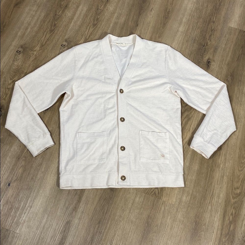 Marine Layer Men’s Boucle Cardigan in antique white size medium
